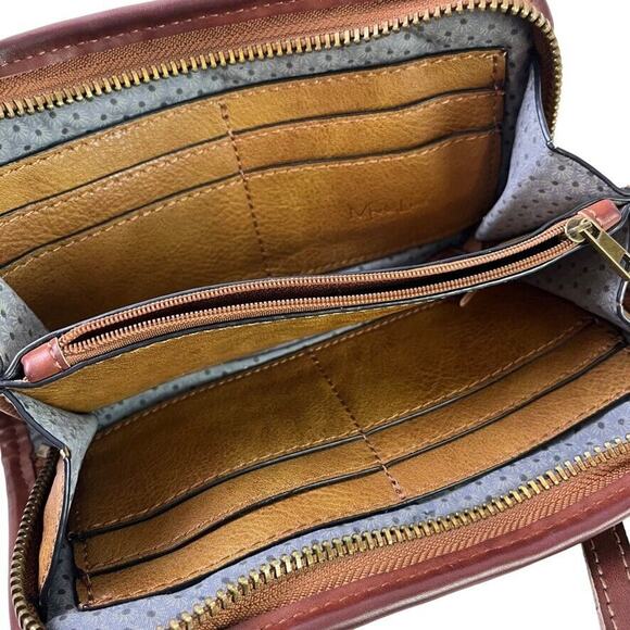 Mode Luxe Womens Woven Brown Tan Wristlet Zip Around Wallet Clutch Coin Purse - Picture 15 of 16